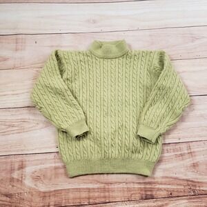 VINTAGE Idana Sweater Womens Medium Yellow Cable Knit Wool Preppy Ladies‎ M